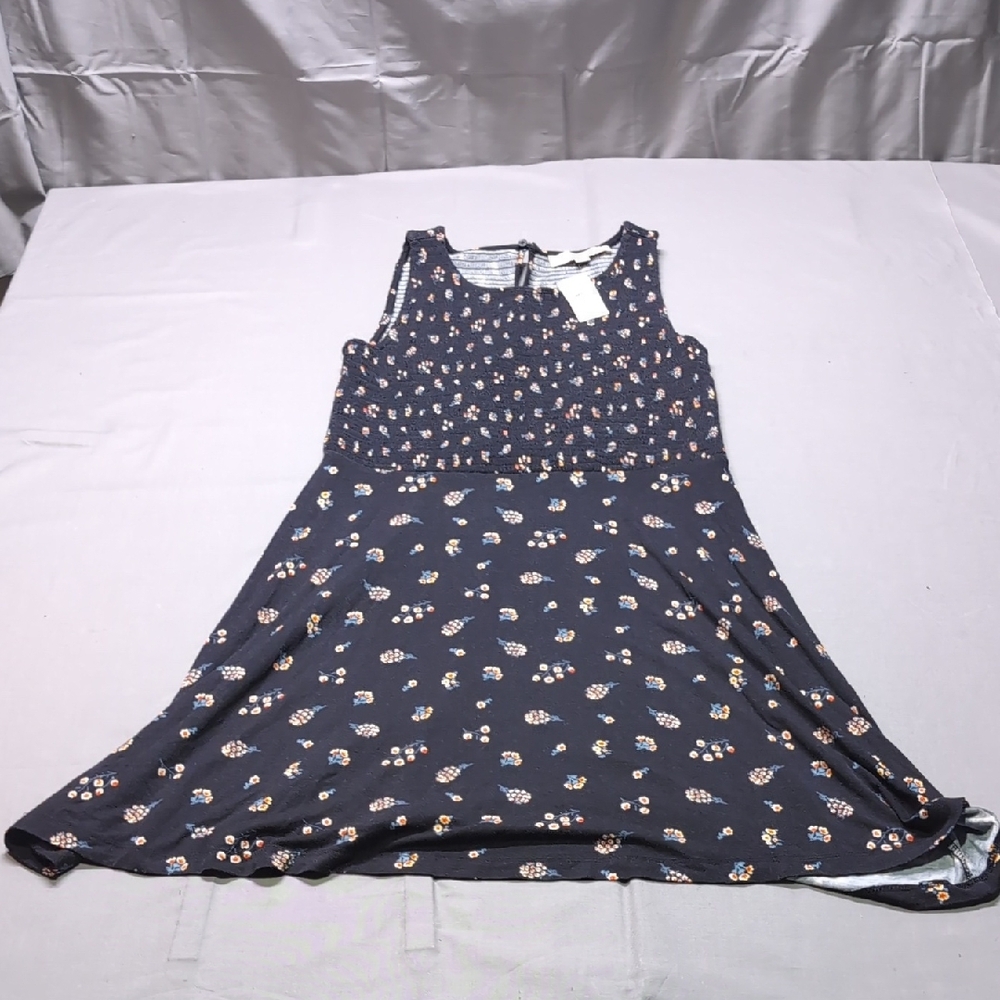 LOFT Womens Black Floral Textured Dress‎ Midi Stretch Button Back Size 4